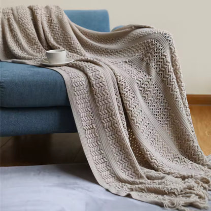 Homefine Jacquard Tassel Throw – Vintage Boho Comfort