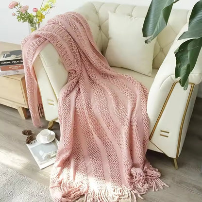 Homefine Jacquard Tassel Throw – Vintage Boho Comfort