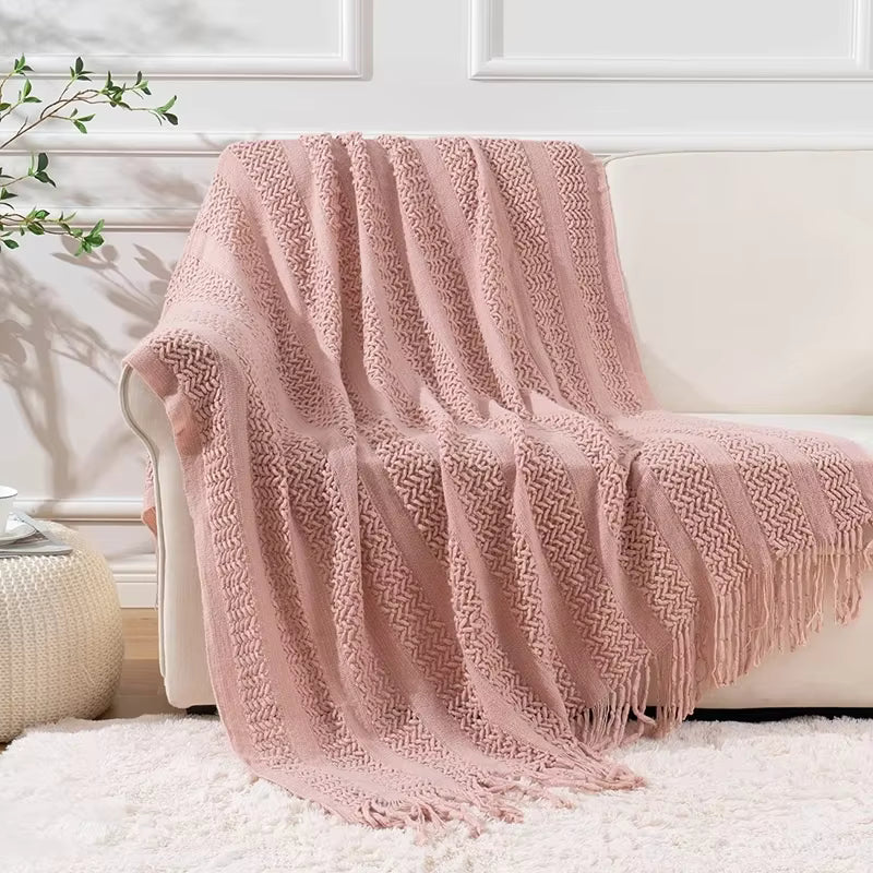 Homefine Jacquard Tassel Throw – Vintage Boho Comfort
