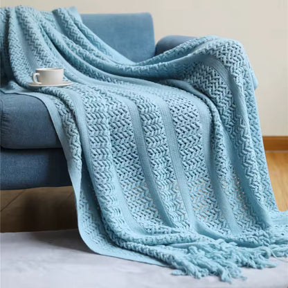 Homefine Jacquard Tassel Throw – Vintage Boho Comfort