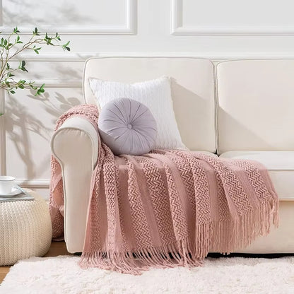 Homefine Jacquard Tassel Throw – Vintage Boho Comfort