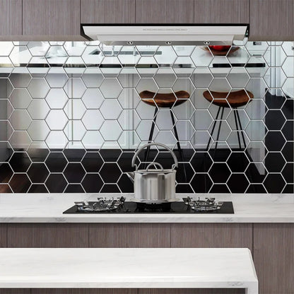 Hexagon Mirror Wall Sticker Tiles - HomeFine