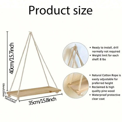 Minimalist Hemp Rope Hanging Shelf