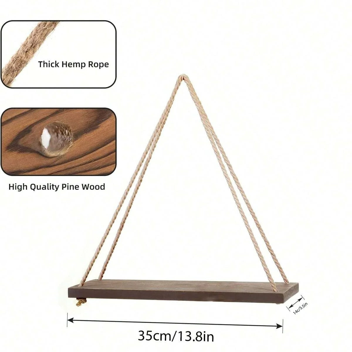 Minimalist Hemp Rope Hanging Shelf