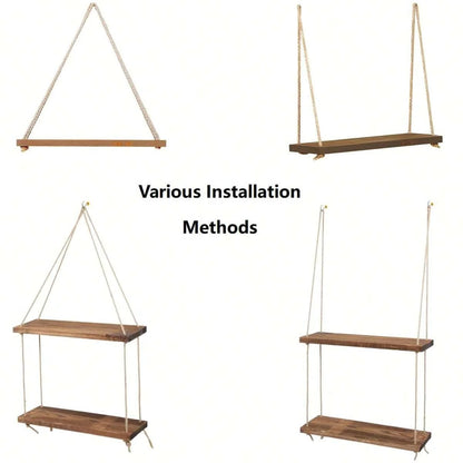 Minimalist Hemp Rope Hanging Shelf