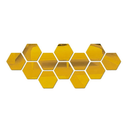 Hexagon Mirror Wall Sticker Tiles - HomeFine Gold / Small (80x70x40mm) / 12 (Twelve) Pieces