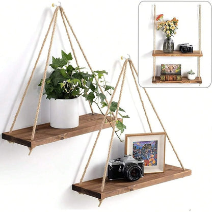 Minimalist Hemp Rope Hanging Shelf